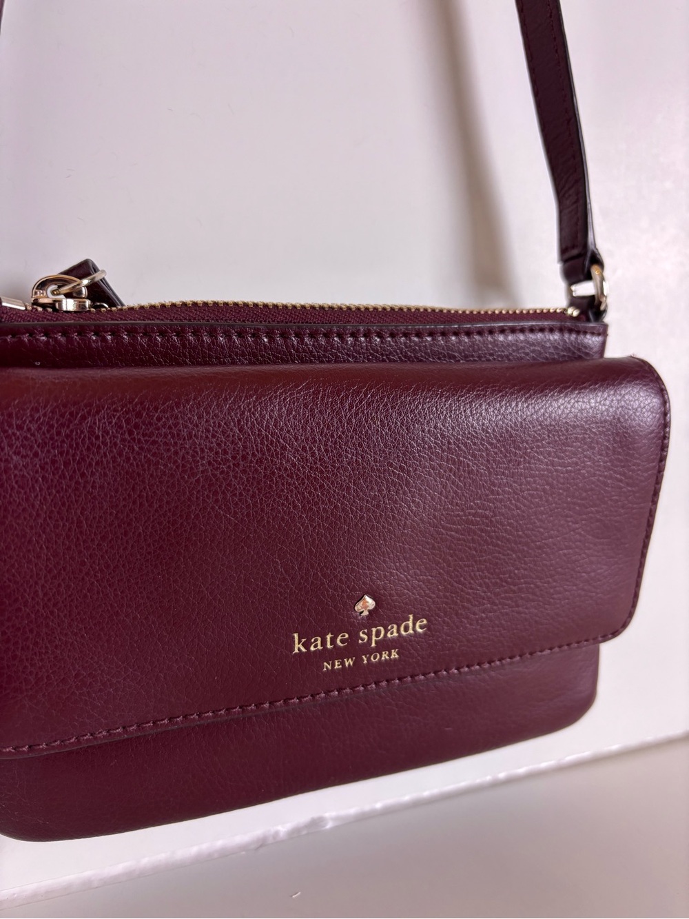 Kate Spade New York Greene Street Karlee Leather Crossbody Cherrywood Burgundy - Picture 5 of 13